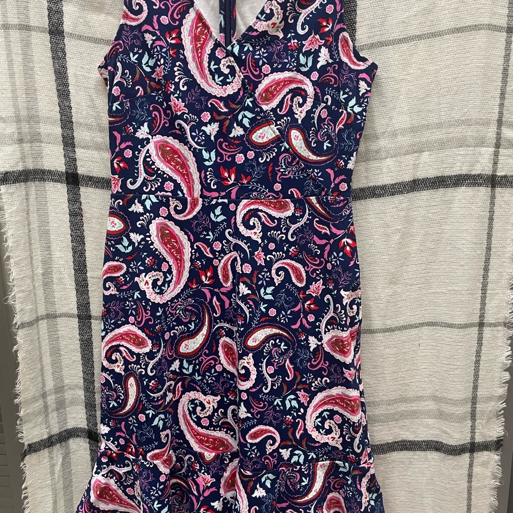 Talbots Petite Floral Dress in Navy and Pink